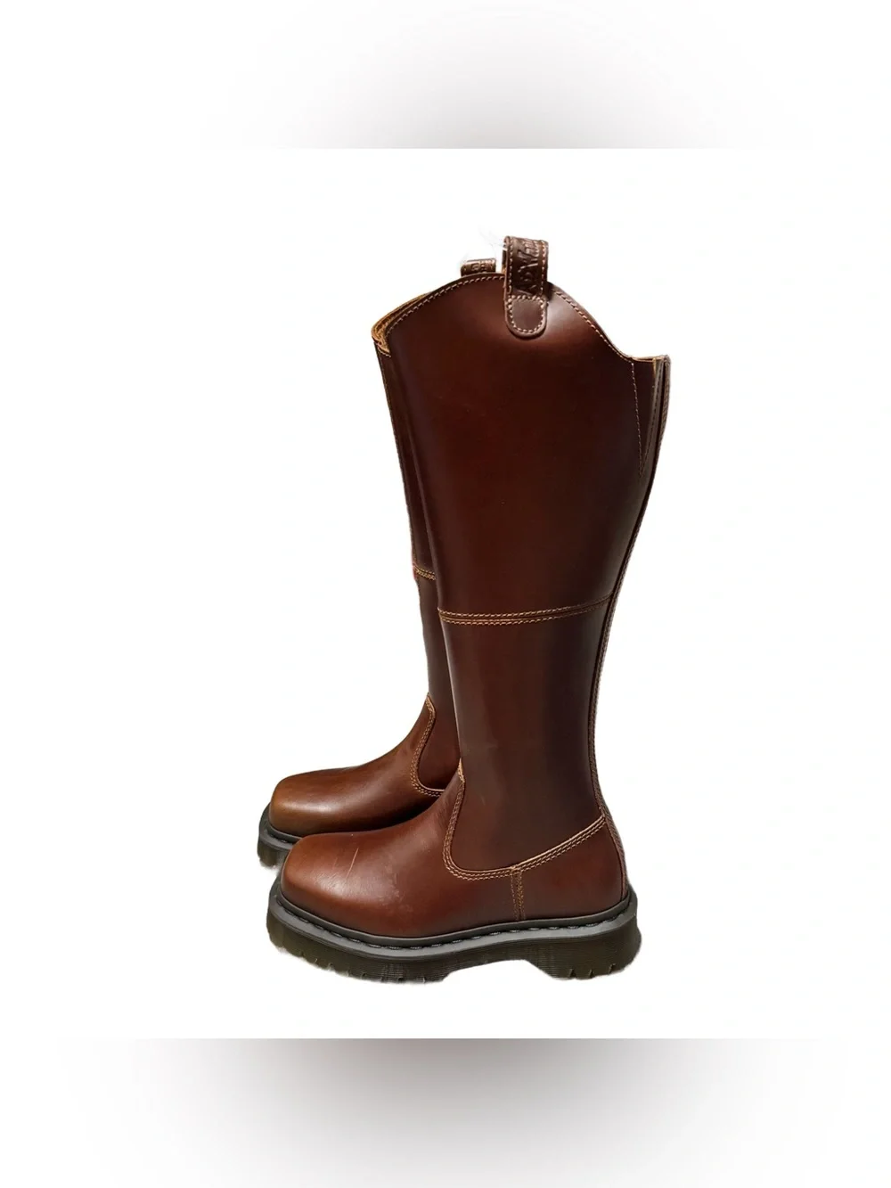 Dr. Martens Amaayah Knee High Leather Boot Women's 5 Square Toe Butterscotch NEW